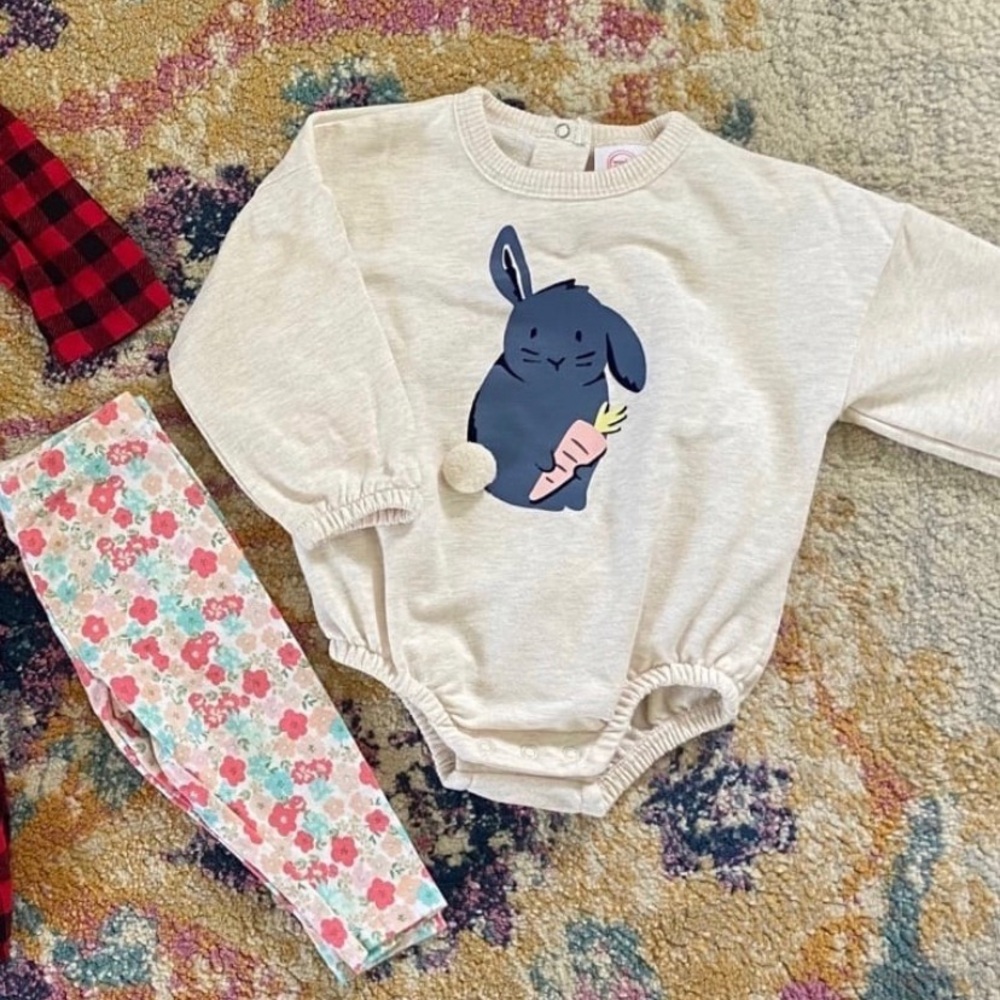 2 Piece Easter Bunny Outfit Set - onesie & pants